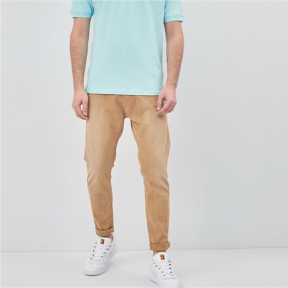 Zara men’s jeans skinny carrot fit sz 31 (40) NWT tan wash with frayed bottom - Picture 2 of 5